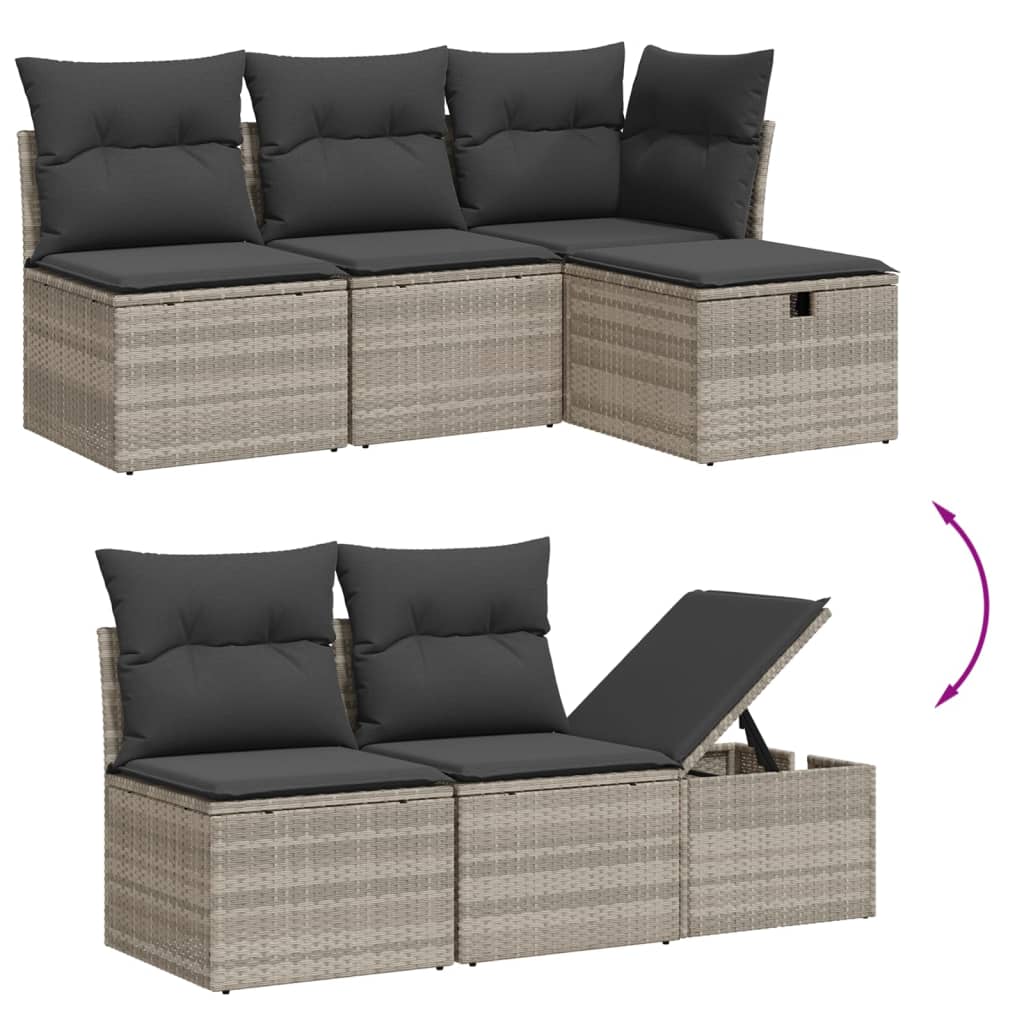vidaXL Set canapele de grădină cu perne, 11 piese, gri, poliratan vidaXL Set canapele de grădină cu perne, 11 piese, gri, poliratan