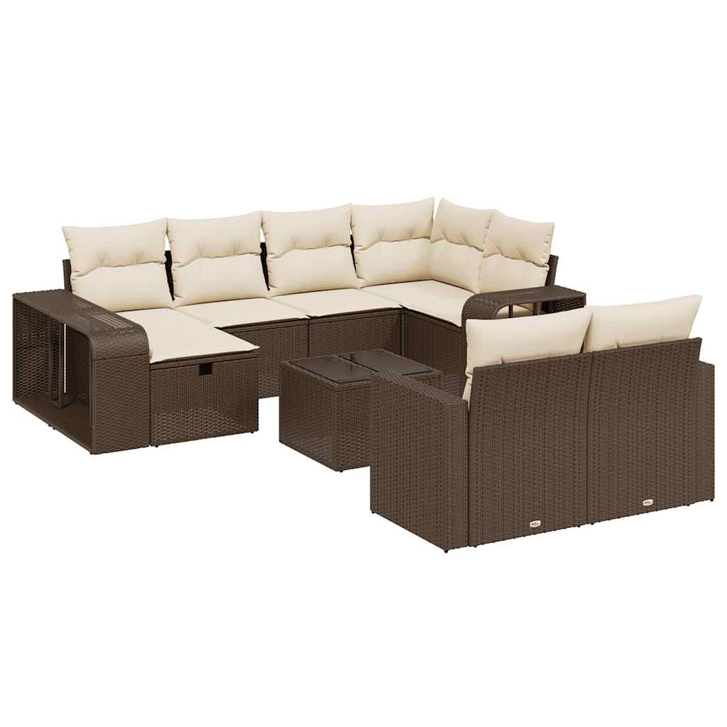 vidaXL Set canapele de grădină cu perne, 11 piese, maro, poliratan vidaXL Set canapele de grădină cu perne, 11 piese, maro, poliratan