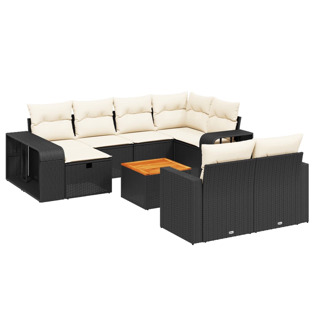 vidaXL Set canapele de grădină cu perne, 11 piese, negru, poliratan vidaXL Set canapele de grădină cu perne, 11 piese, negru, poliratan