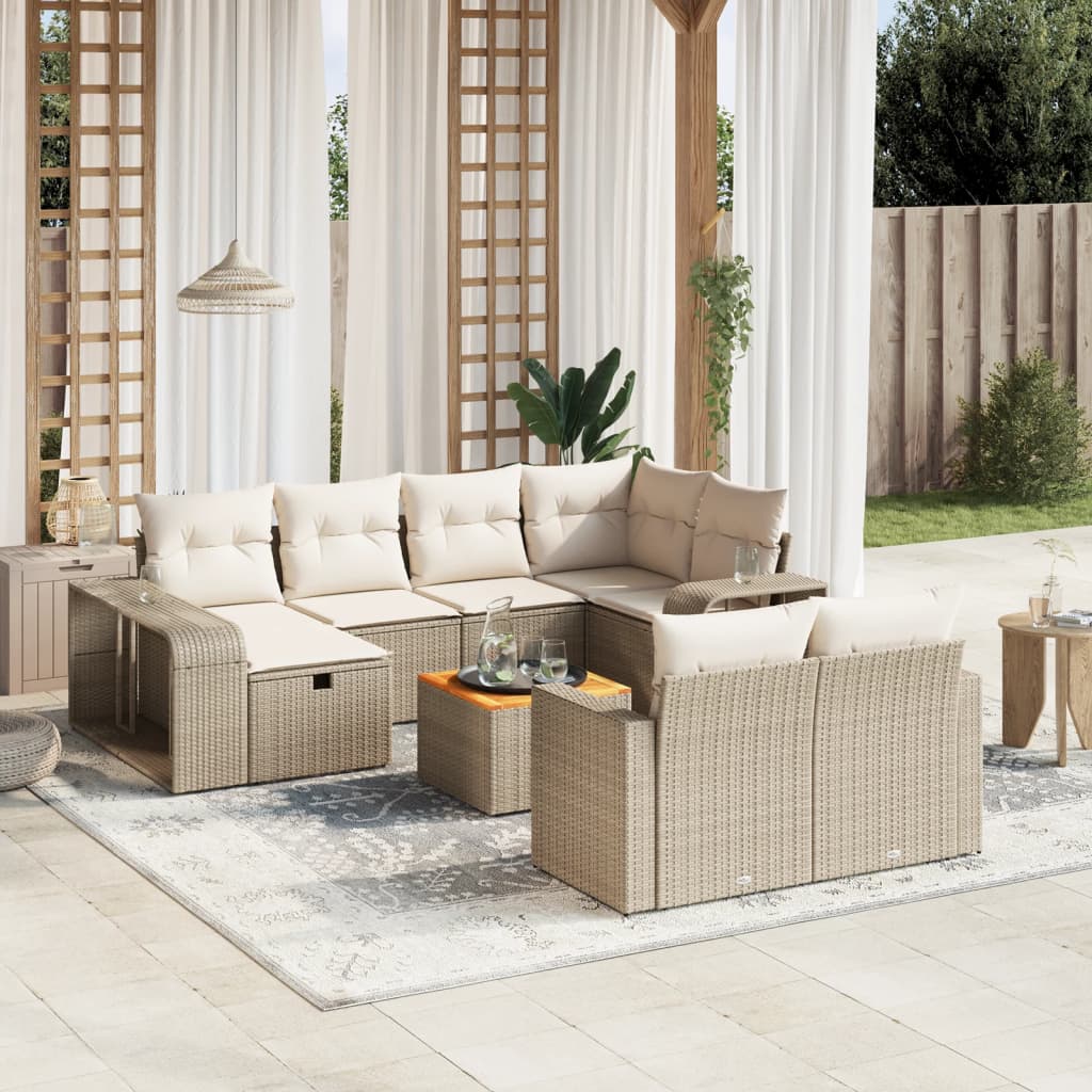 vidaXL Set canapele de grădină cu perne, 11 piese, bej, poliratan vidaXL Set canapele de grădină cu perne, 11 piese, bej, poliratan