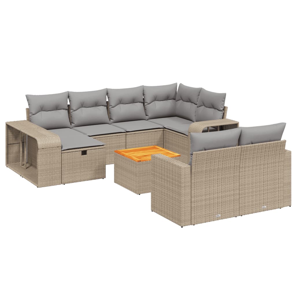 vidaXL Set canapele de grădină cu perne, 11 piese, bej, poliratan vidaXL Set canapele de grădină cu perne, 11 piese, bej, poliratan