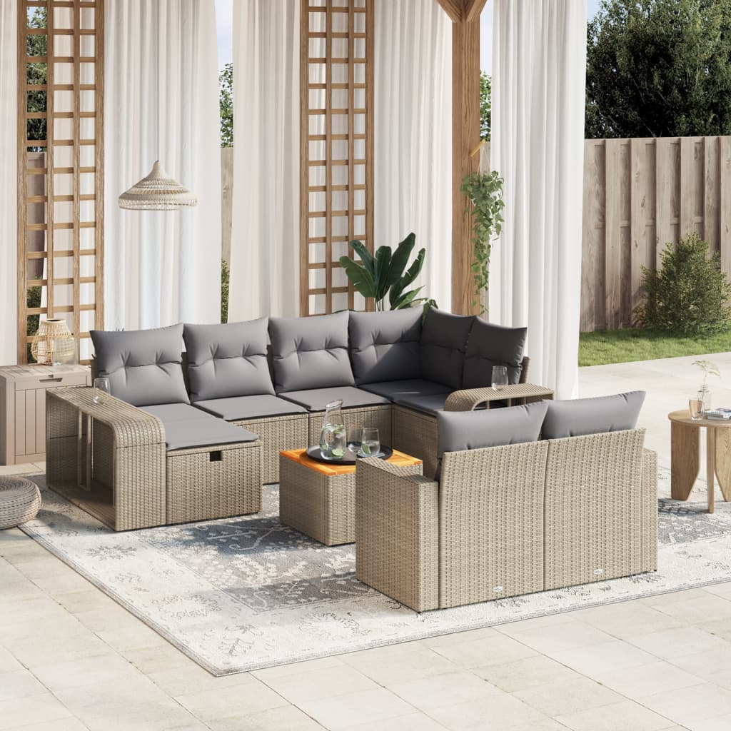 vidaXL Set canapele de grădină cu perne, 11 piese, bej, poliratan vidaXL Set canapele de grădină cu perne, 11 piese, bej, poliratan