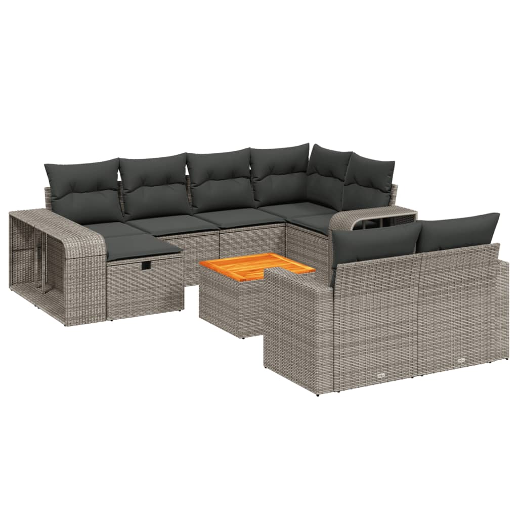 vidaXL Set canapele de grădină cu perne, 11 piese, gri, poliratan vidaXL Set canapele de grădină cu perne, 11 piese, gri, poliratan