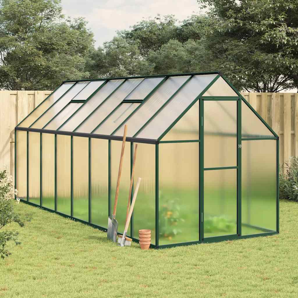 vidaXL Sere cu cadru de bază, verde, 445x169x195 cm, aluminiu vidaXL Sere cu cadru de bază, verde, 445x169x195 cm, aluminiu