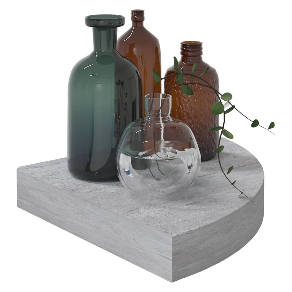vidaXL Rafturi de colț de perete, 2 buc., gri beton, 25x25x3,8 cm, MDF