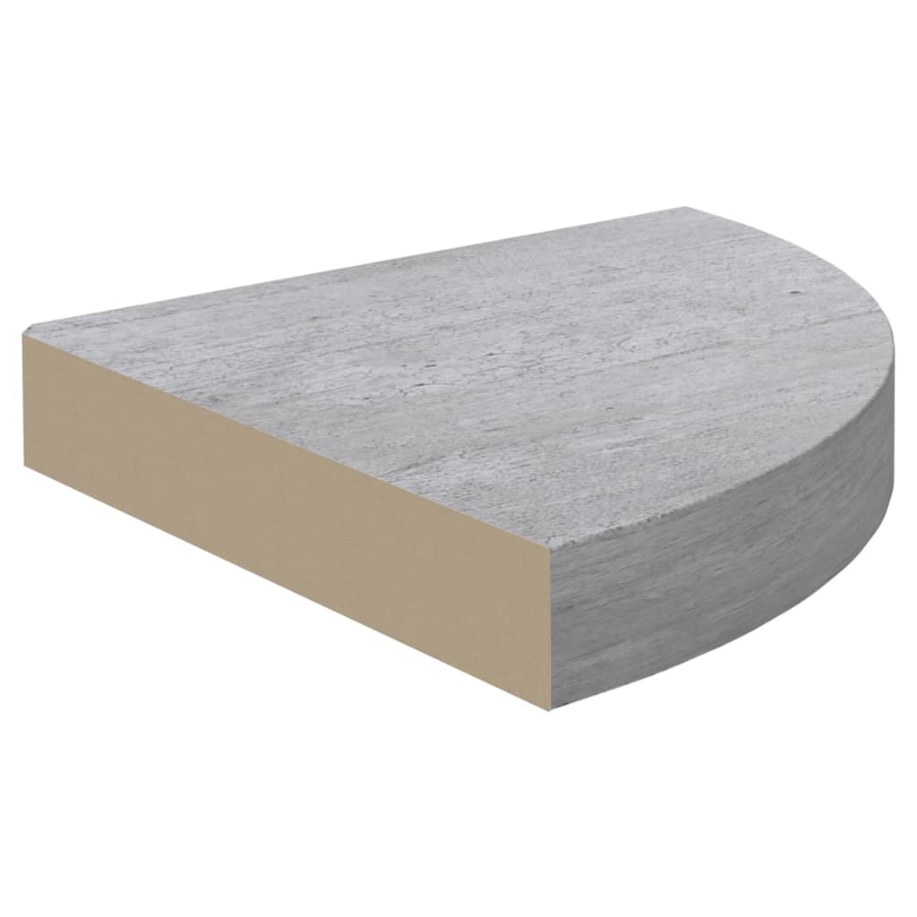 vidaXL Rafturi de colț de perete, 4 buc., gri beton, 25x25x3,8 cm, MDF