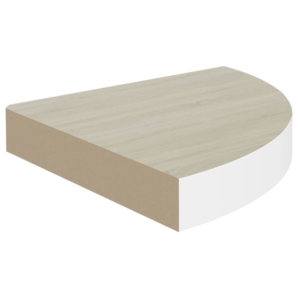 vidaXL Rafturi de perete de colț 4 buc. stejar și alb 35x35x3,8 cm MDF