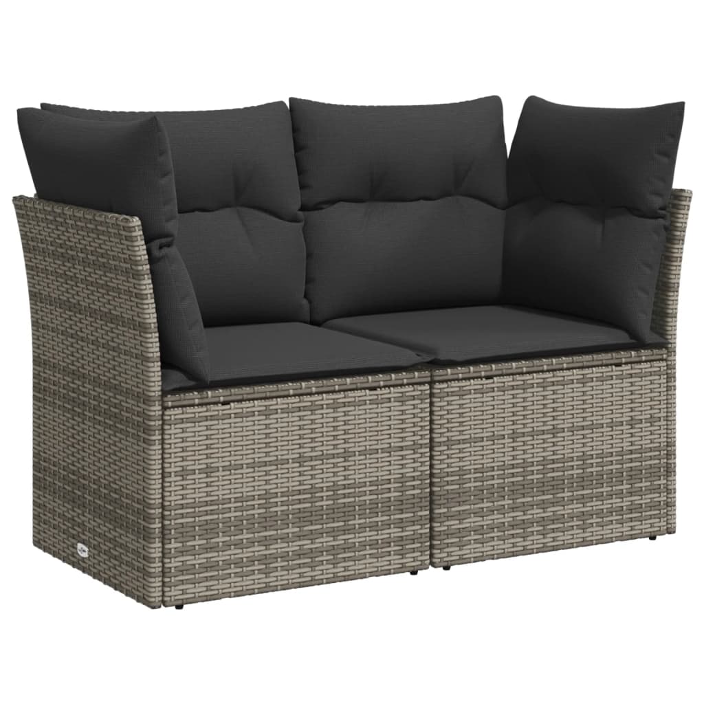 vidaXL Set mobilier grădină cu perne, 6 piese, gri, poliratan vidaXL Set mobilier grădină cu perne, 6 piese, gri, poliratan
