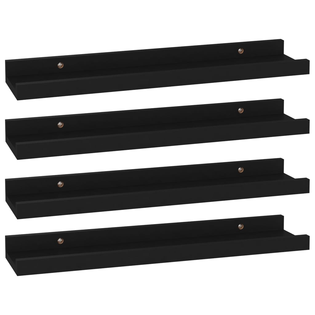 vidaXL Rafturi de perete, 4 buc., negru, 40x9x3 cm vidaXL Rafturi de perete, 4 buc., negru, 40x9x3 cm