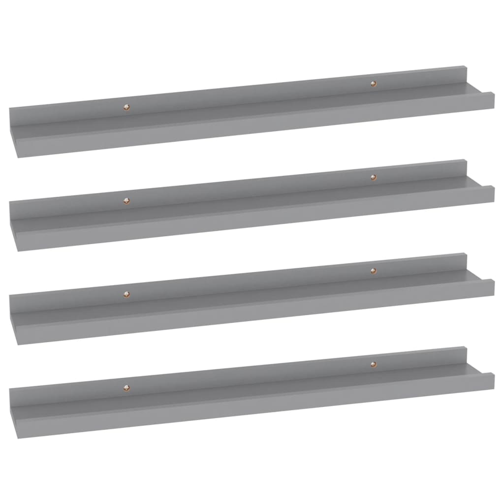 vidaXL Rafturi de perete, 4 buc., gri, 60x9x3 cm