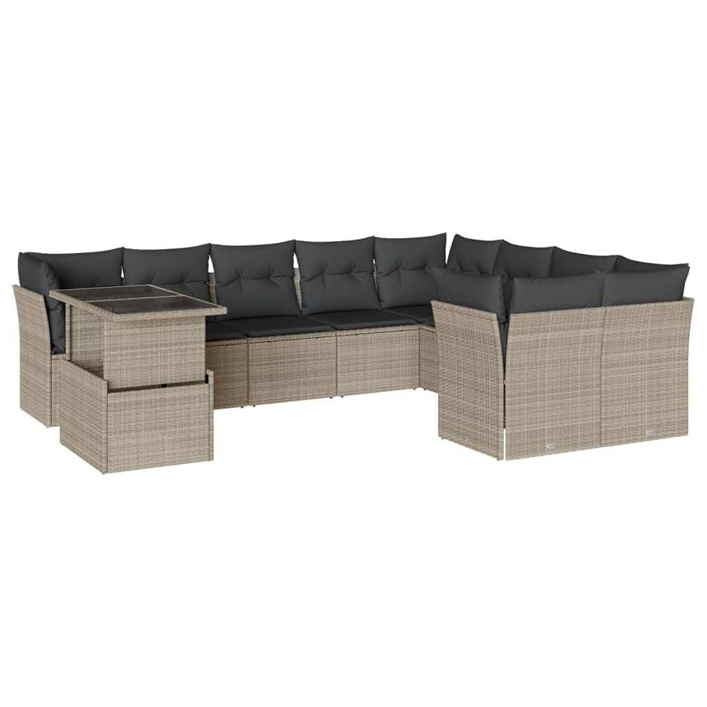 vidaXL Set canapele de grădină cu perne 10 piese gri deschis poliratan vidaXL Set canapele de grădină cu perne 10 piese gri deschis poliratan