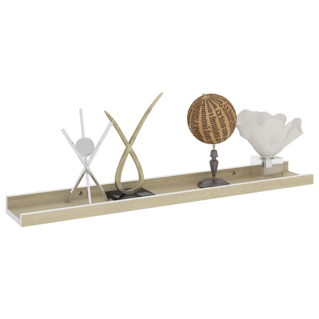 vidaXL Rafturi de perete, 2 buc., alb și stejar sonoma, 60x9x3 cm