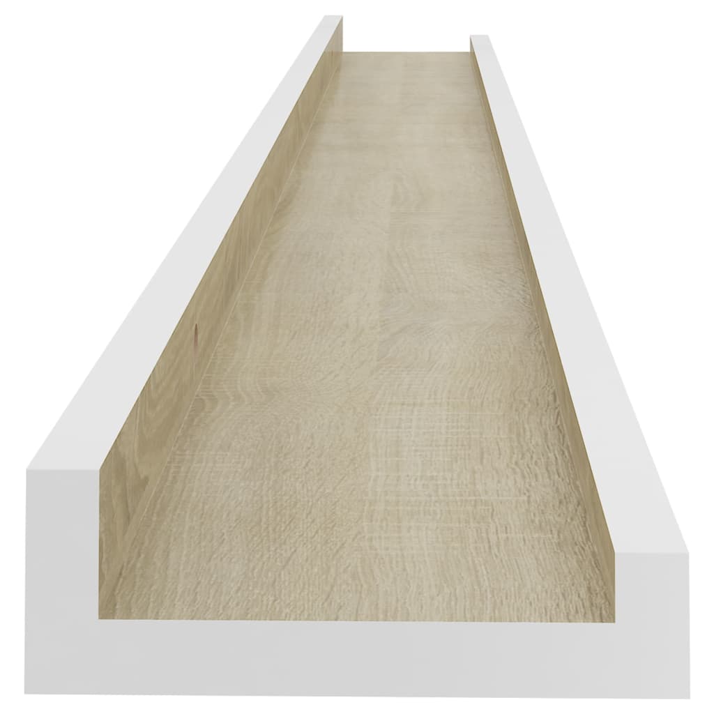 vidaXL Rafturi de perete, 4 buc., alb și stejar sonoma, 100x9x3 cm