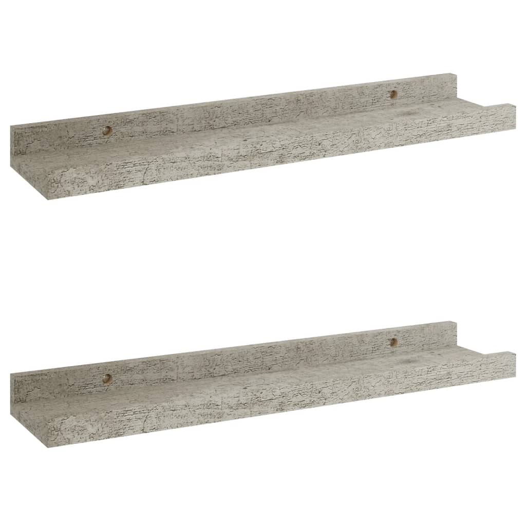 vidaXL Rafturi de perete, 2 buc., gri beton, 40x9x3 cm