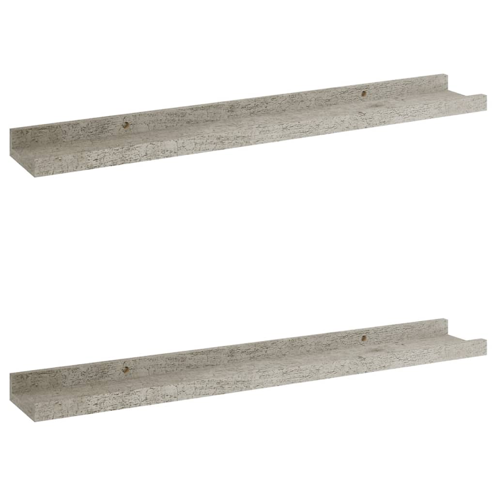 vidaXL Rafturi de perete, 2 buc., gri beton, 60x9x3 cm