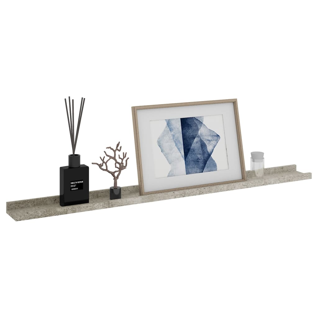vidaXL Rafturi de perete, 2 buc., gri beton, 100x9x3 cm
