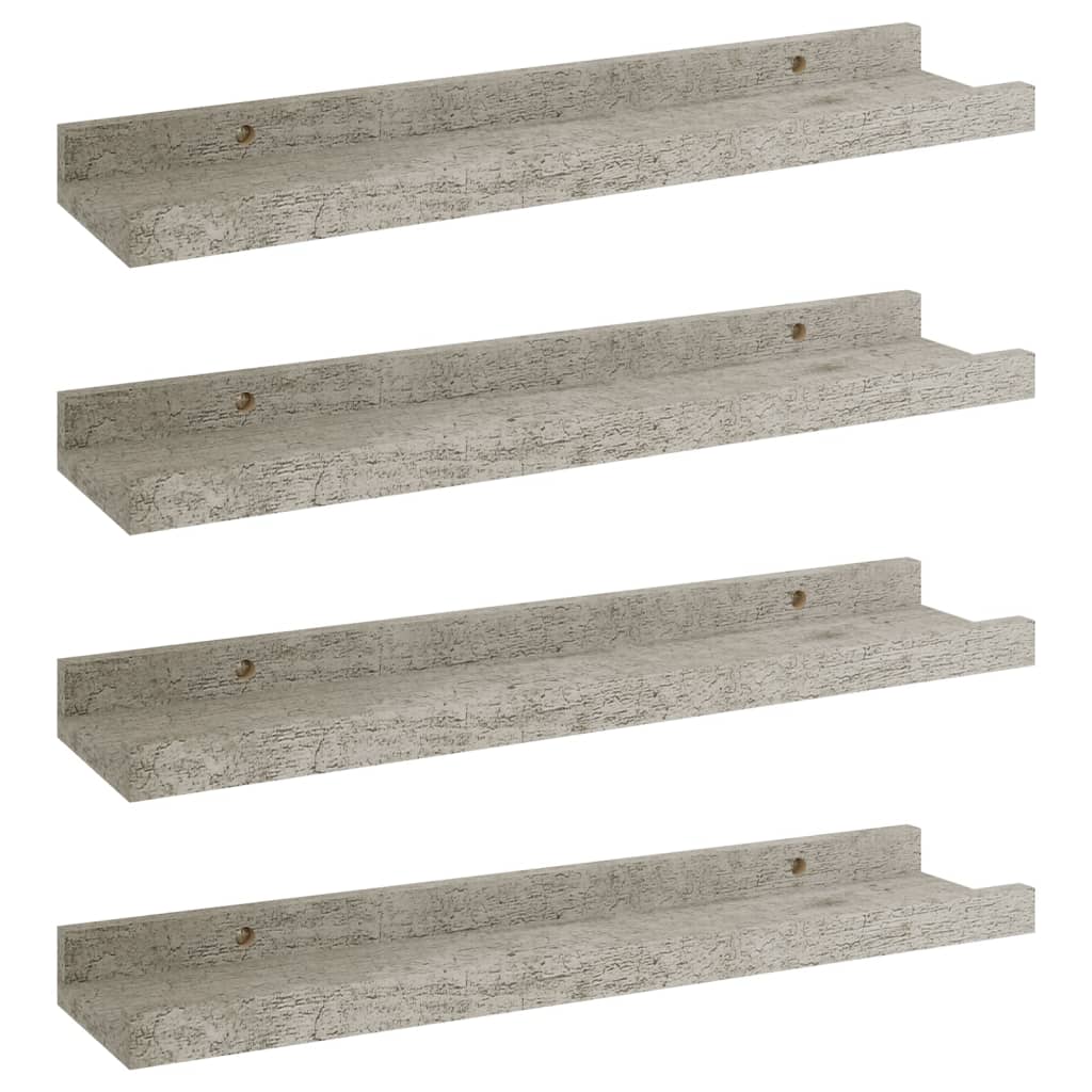 vidaXL Rafturi de perete, 4 buc., gri beton, 40x9x3 cm