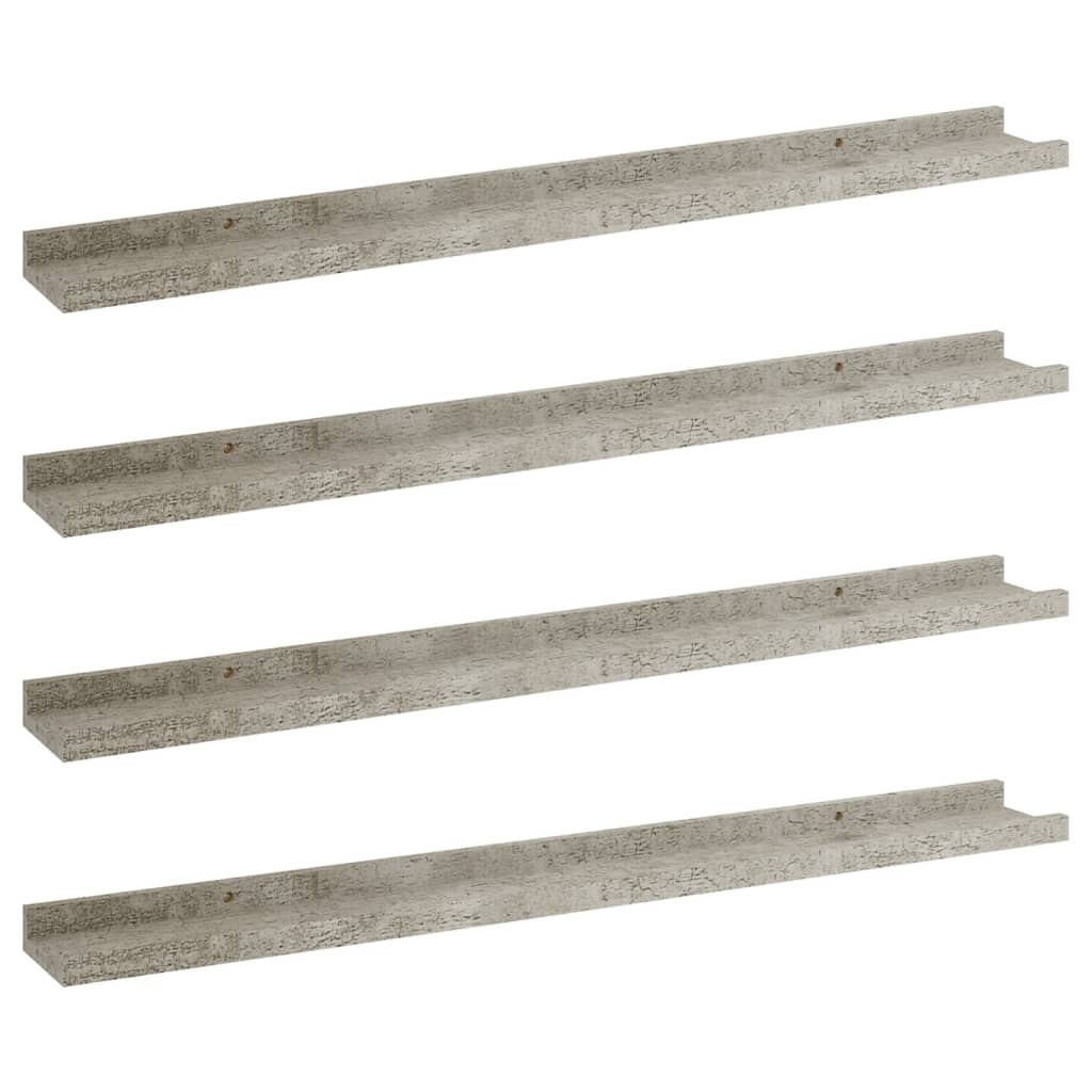 vidaXL Rafturi de perete, 4 buc., gri beton, 80x9x3 cm