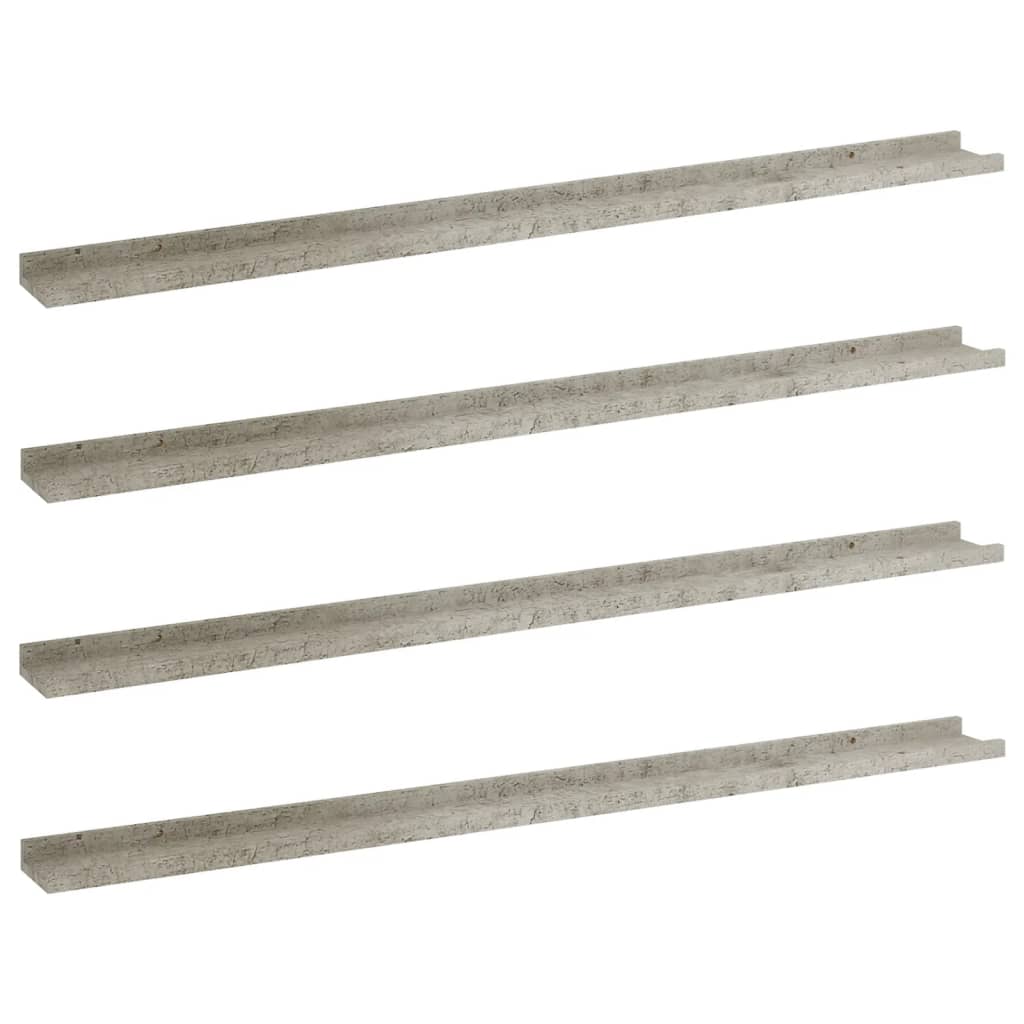 vidaXL Rafturi de perete, 4 buc., gri beton, 115x9x3 cm