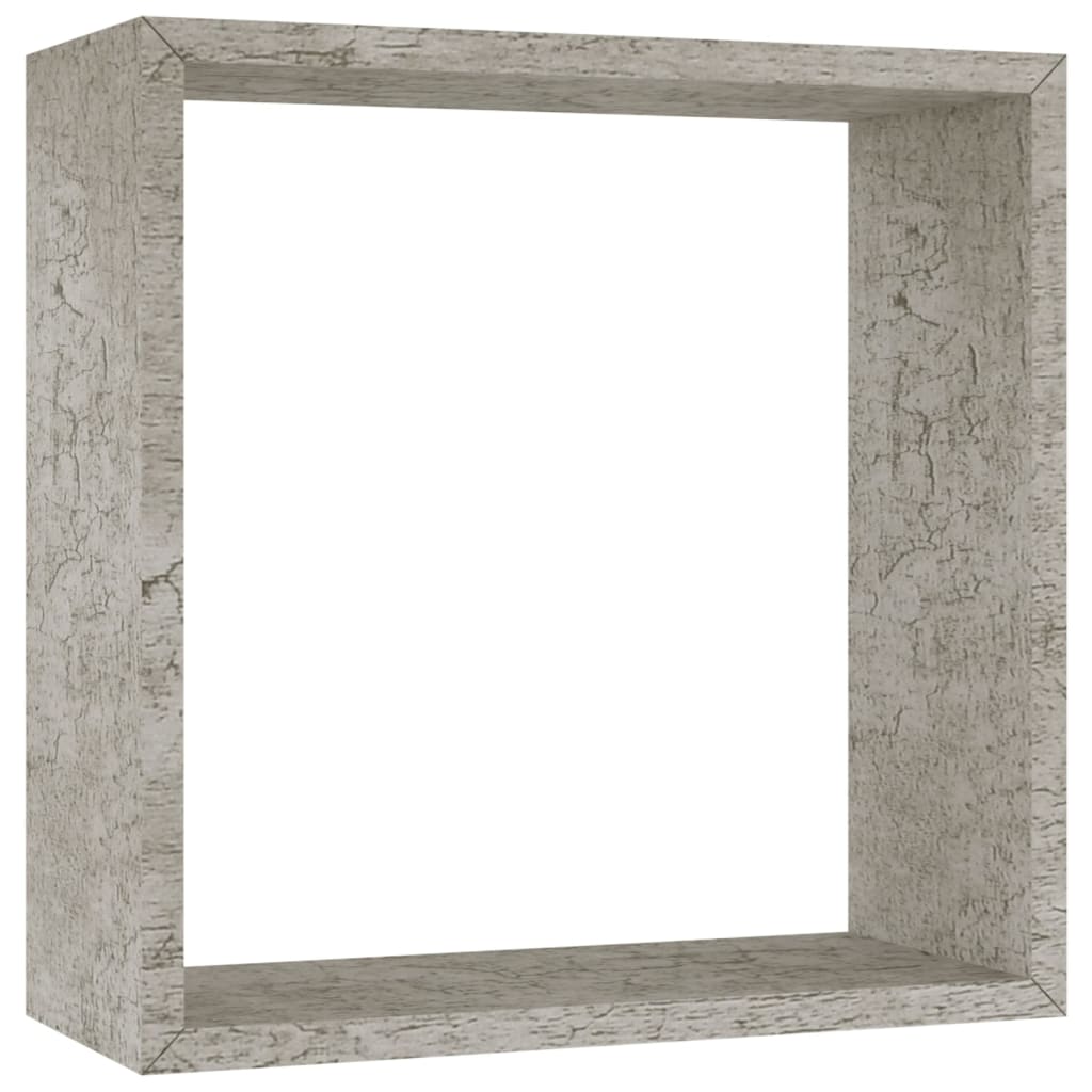 vidaXL Rafturi de perete cub, 3 buc., gri beton vidaXL Rafturi de perete cub, 3 buc., gri beton