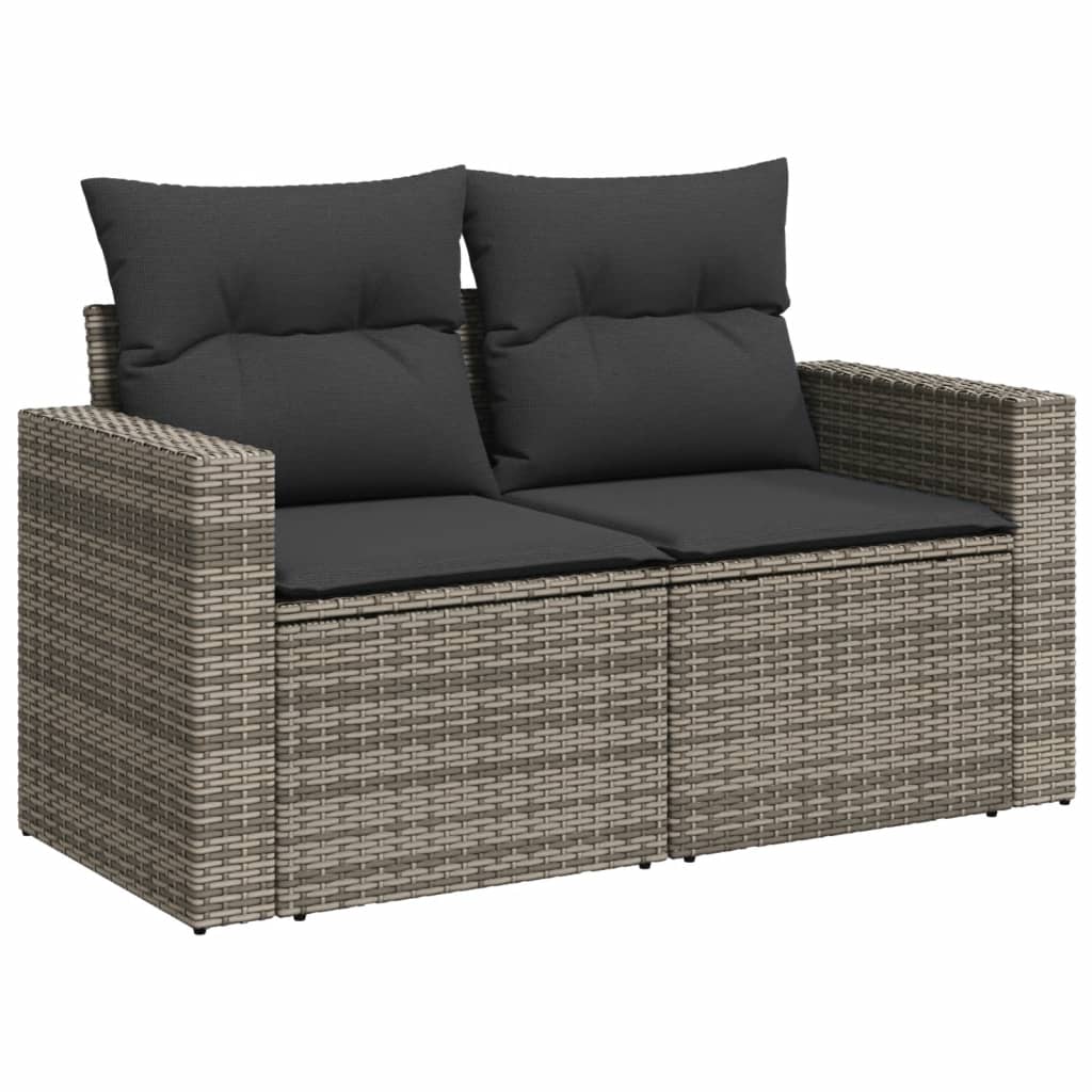 vidaXL Set mobilier grădină cu perne, 6 piese, gri, poliratan vidaXL Set mobilier grădină cu perne, 6 piese, gri, poliratan