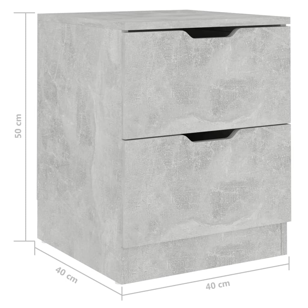 vidaXL Noptieră, gri beton, 40x40x50 cm, lemn prelucrat