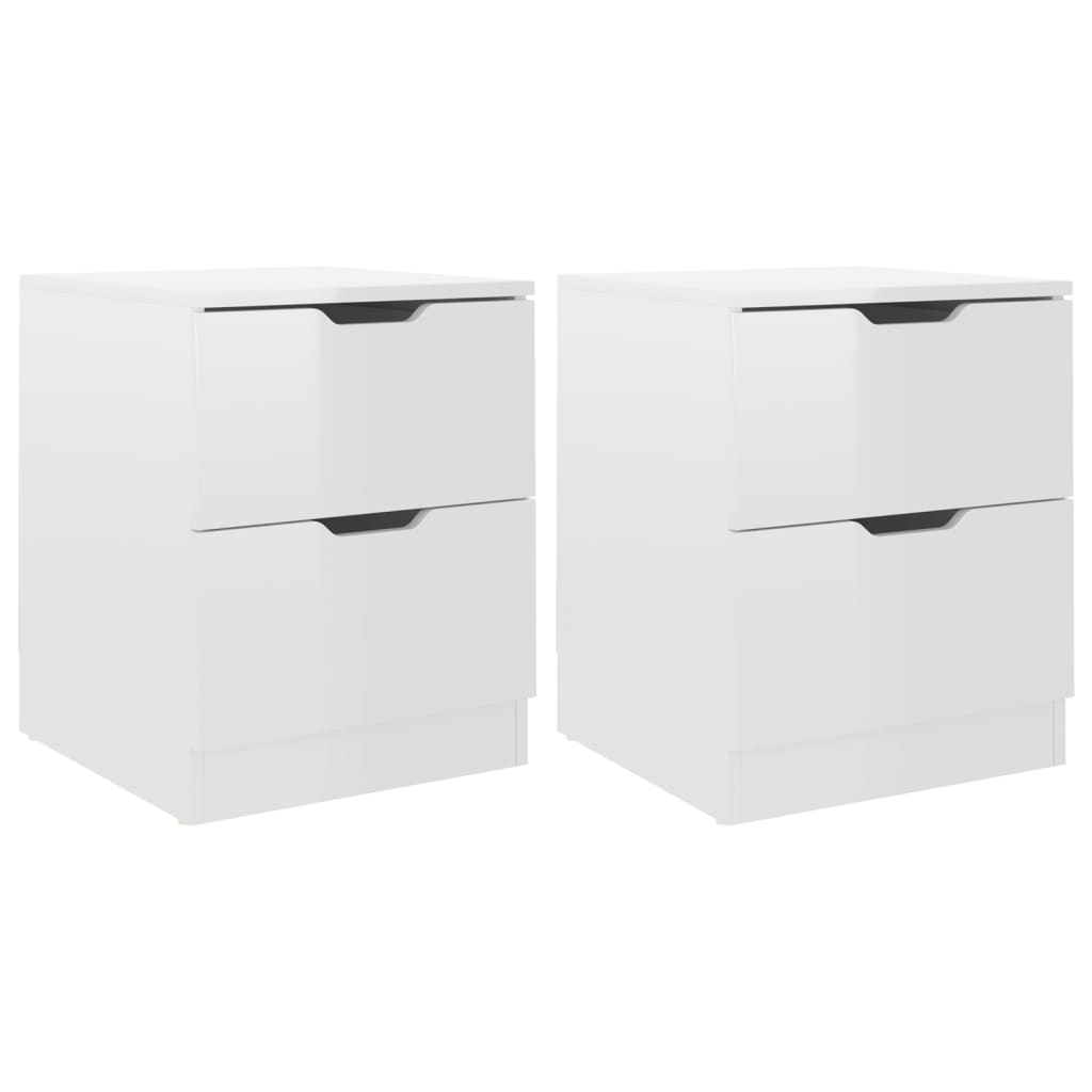vidaXL Noptiere, 2 buc., alb extralucios, 40x40x50 cm, PAL
