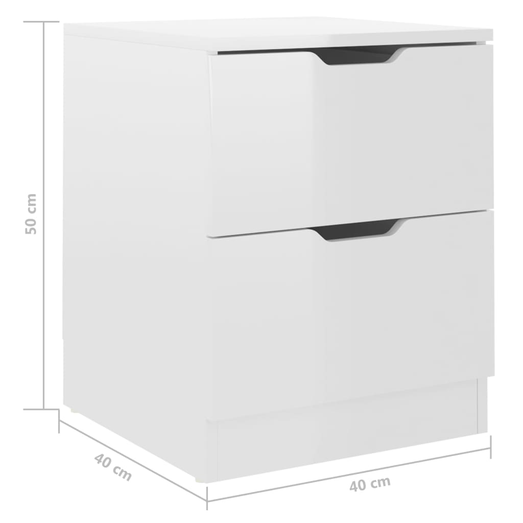 vidaXL Noptiere, 2 buc., alb extralucios, 40x40x50 cm, PAL