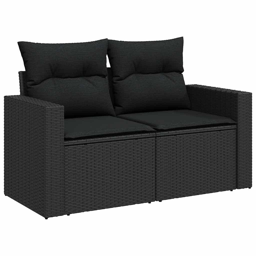 vidaXL Set mobilier de grădină cu perne, 9 piese, negru, poliratan vidaXL Set mobilier de grădină cu perne, 9 piese, negru, poliratan