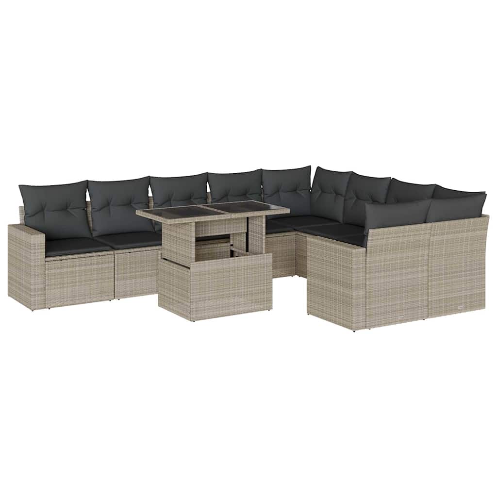 vidaXL Set canapele de grădină cu perne 10 piese gri deschis poliratan vidaXL Set canapele de grădină cu perne 10 piese gri deschis poliratan