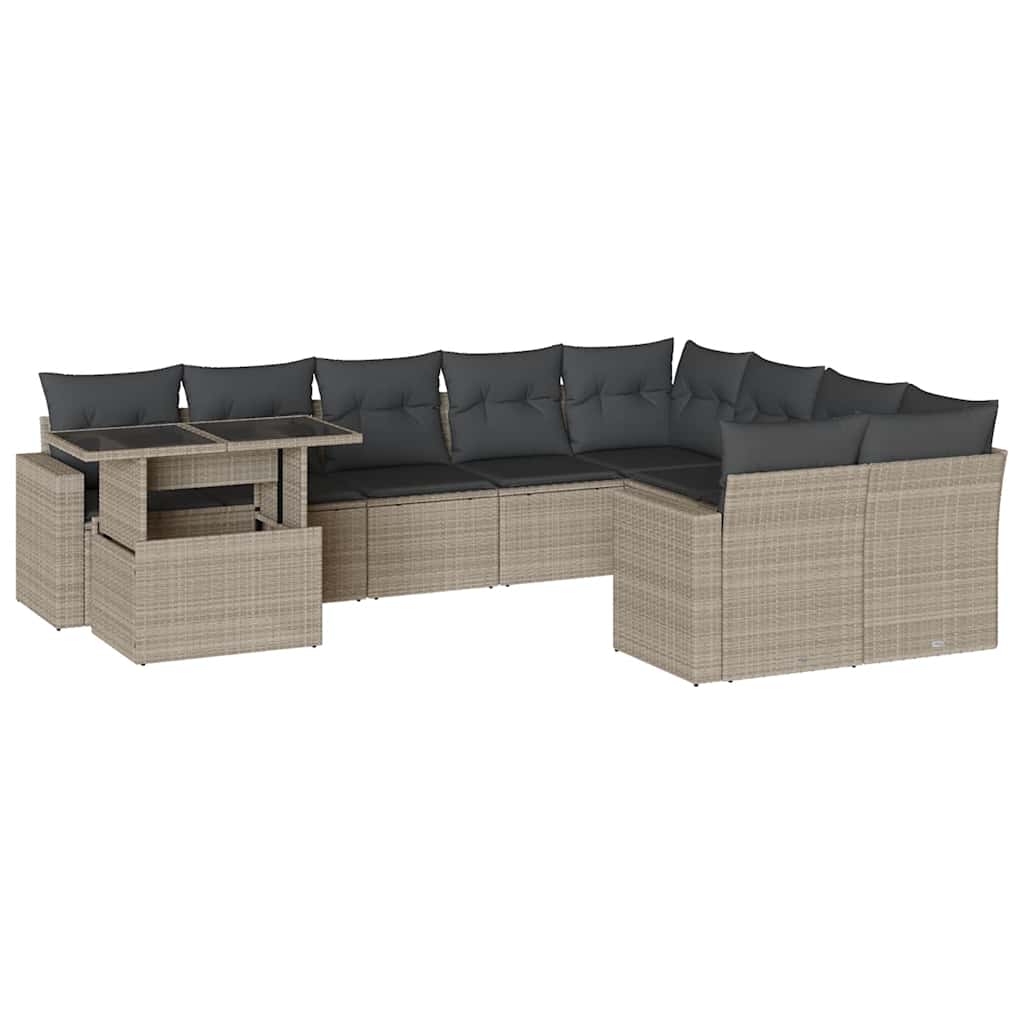 vidaXL Set canapele de grădină cu perne 10 piese gri deschis poliratan vidaXL Set canapele de grădină cu perne 10 piese gri deschis poliratan