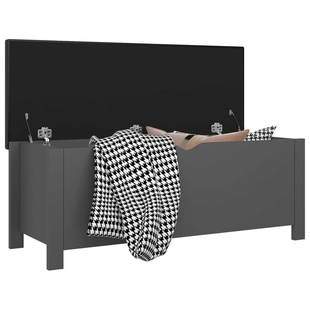 vidaXL Cutie de depozitare cu pernă, gri, 105x40x45cm, lemn prelucrat vidaXL Cutie de depozitare cu pernă, gri, 105x40x45cm, lemn prelucrat