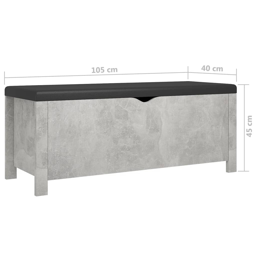 vidaXL Cutie depozitare pernă gri beton, 105x40x45 cm, lemn prelucrat vidaXL Cutie depozitare pernă gri beton, 105x40x45 cm, lemn prelucrat