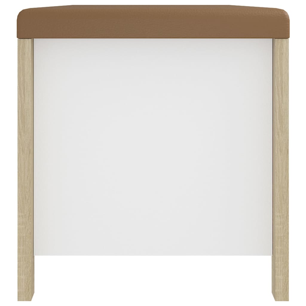 vidaXL Cutie depozitare cu pernă alb/stejar sonoma, 105x40x45 cm, lemn vidaXL Cutie depozitare cu pernă alb/stejar sonoma, 105x40x45 cm, lemn