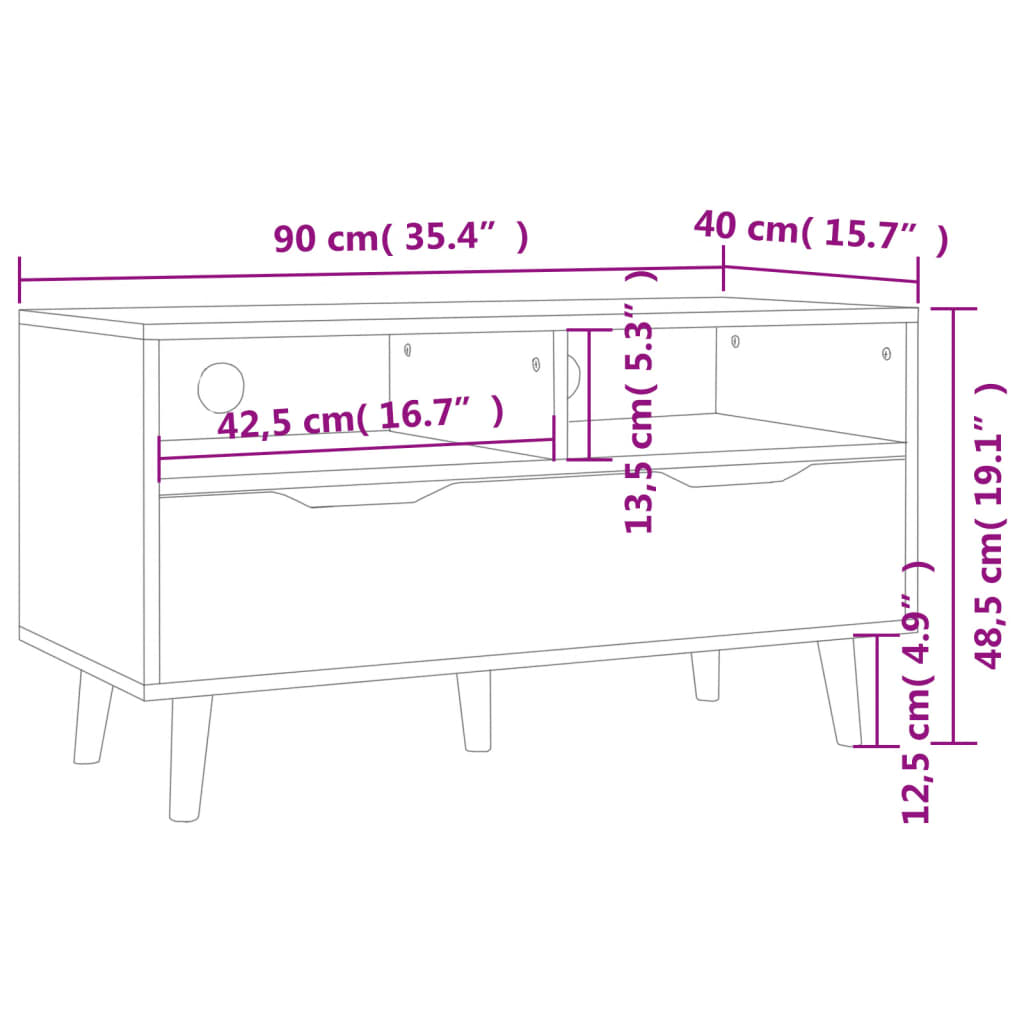 vidaXL Comodă TV, stejar afumat, 90x40x48,5 cm, lemn prelucrat vidaXL Comodă TV, stejar afumat, 90x40x48,5 cm, lemn prelucrat
