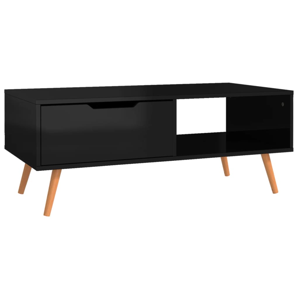 vidaXL Măsuță cafea, negru extralucios, 100x49,5x43 cm lemn prelucrat vidaXL Măsuță cafea, negru extralucios, 100x49,5x43 cm lemn prelucrat