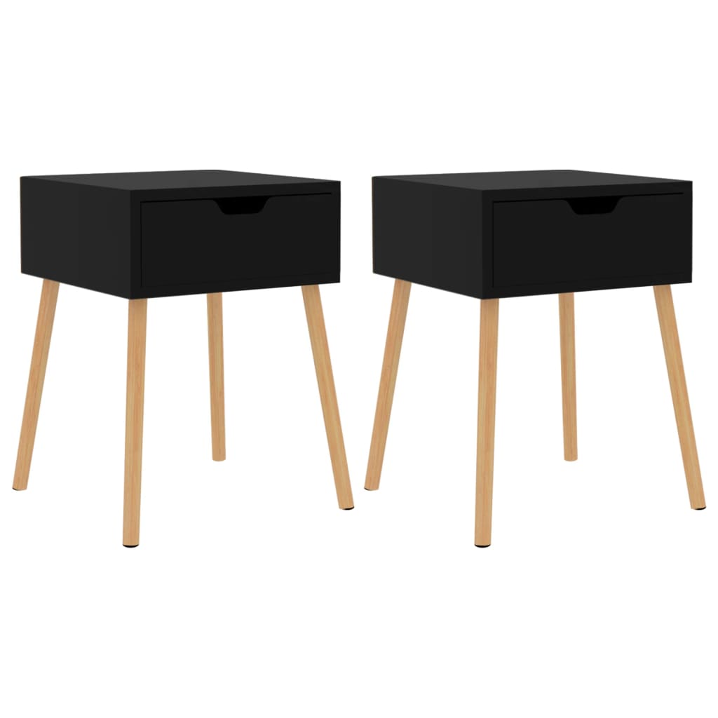 vidaXL Noptiere, 2 buc, negru extralucios, 40x40x56 cm, lemn prelucrat