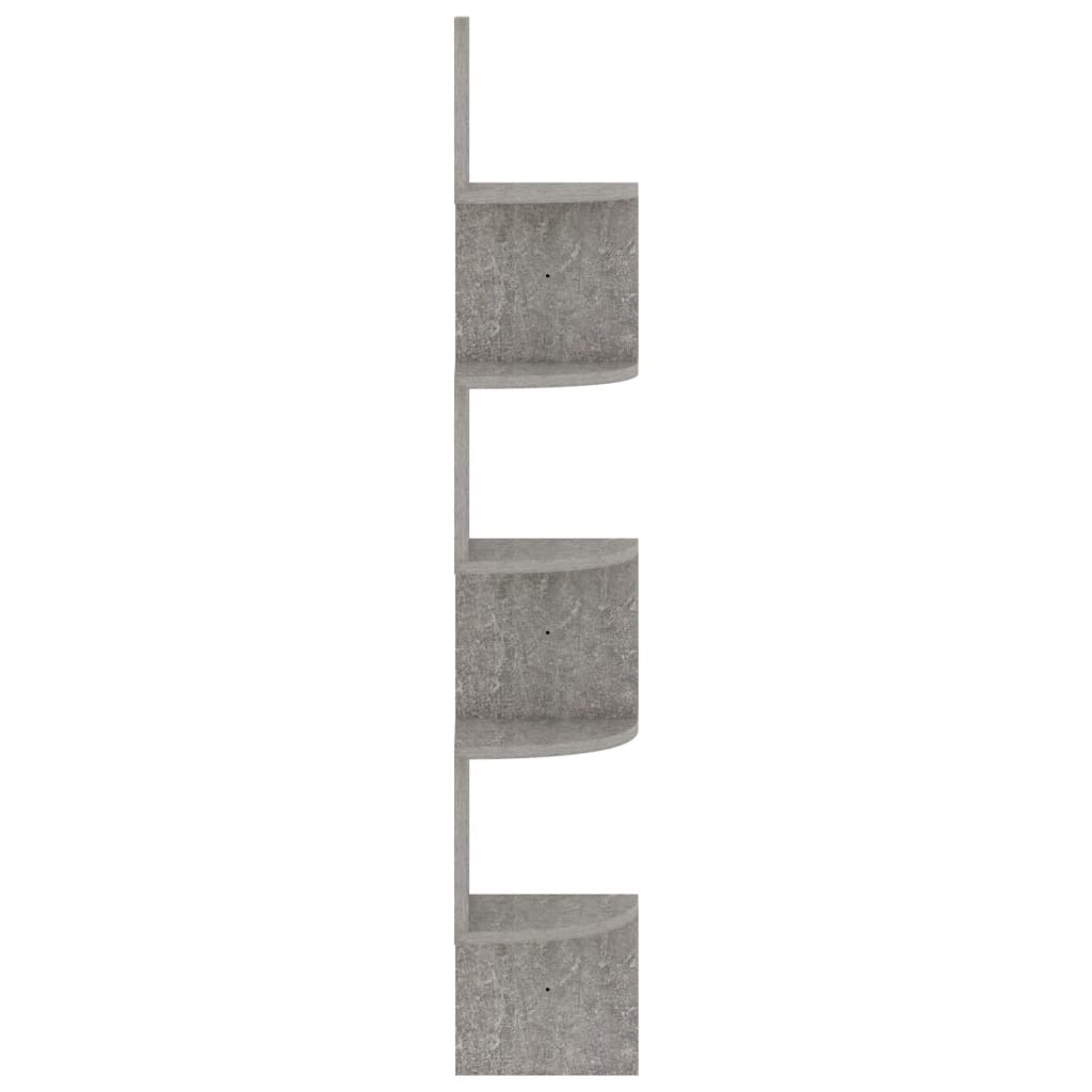 vidaXL Raft de perete de colț, gri beton, 19x19x123 cm, lemn prelucrat vidaXL Raft de perete de colț, gri beton, 19x19x123 cm, lemn prelucrat