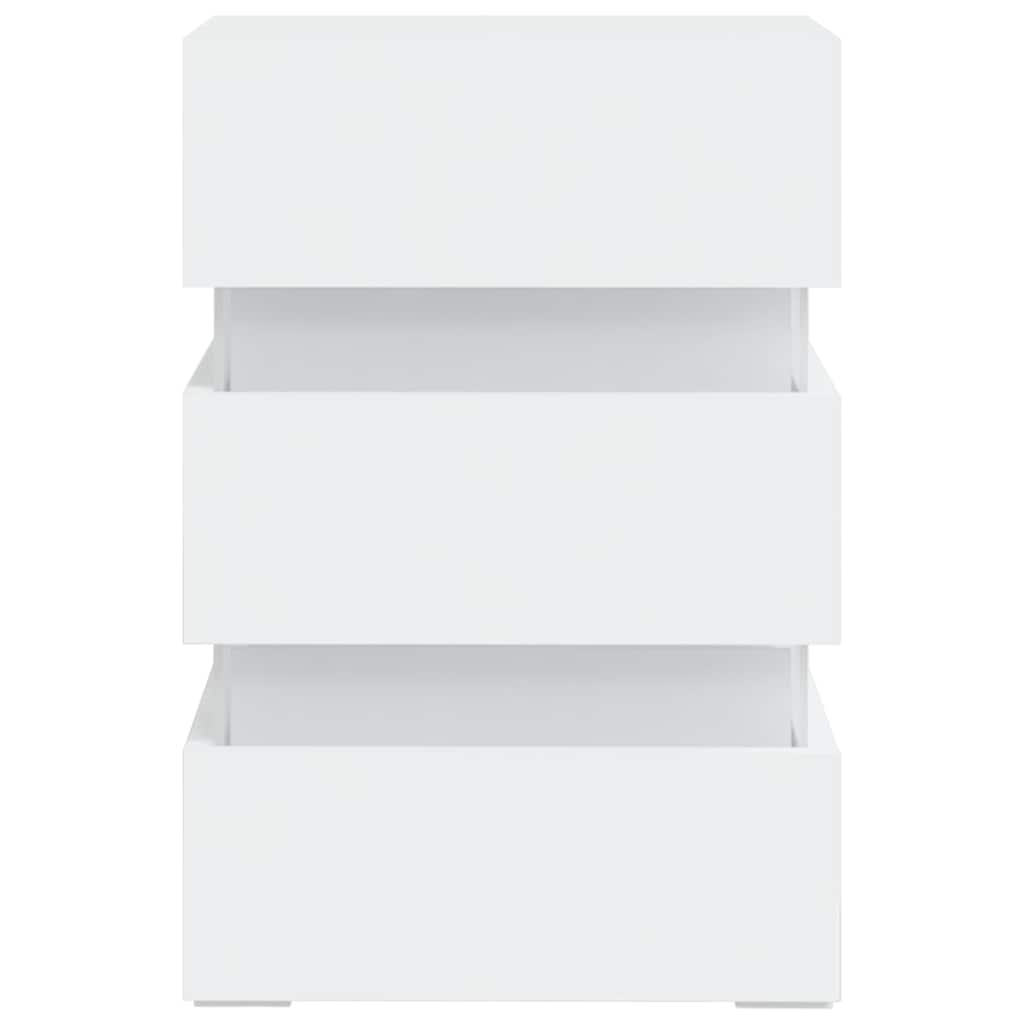 vidaXL Dulap noptieră cu LED, alb, 45x35x67 cm, lemn prelucrat vidaXL Dulap noptieră cu LED, alb, 45x35x67 cm, lemn prelucrat