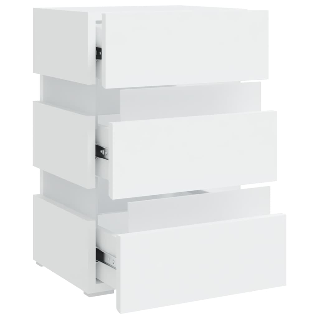 vidaXL Dulap noptieră cu LED, alb, 45x35x67 cm, lemn prelucrat vidaXL Dulap noptieră cu LED, alb, 45x35x67 cm, lemn prelucrat
