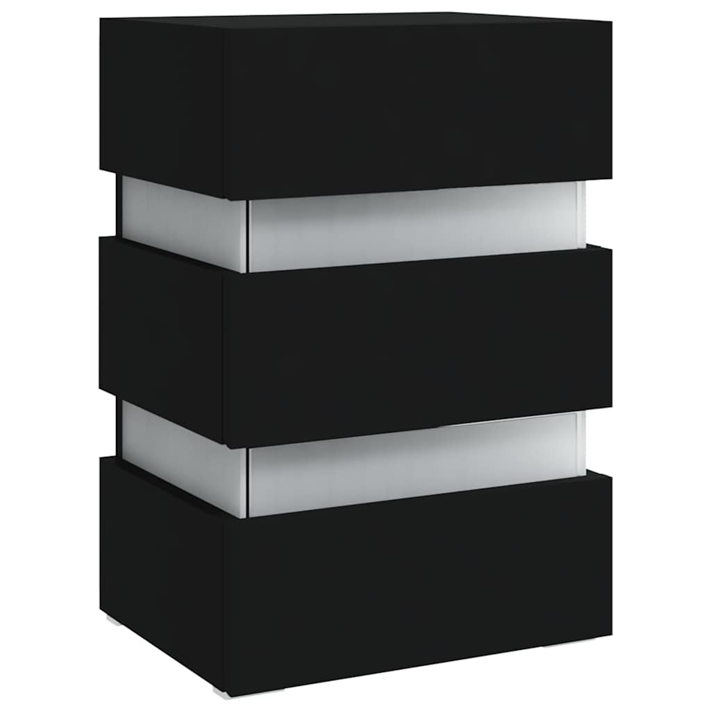 vidaXL Dulap noptieră, cu LED, negru, 45x35x67 cm, lemn prelucrat