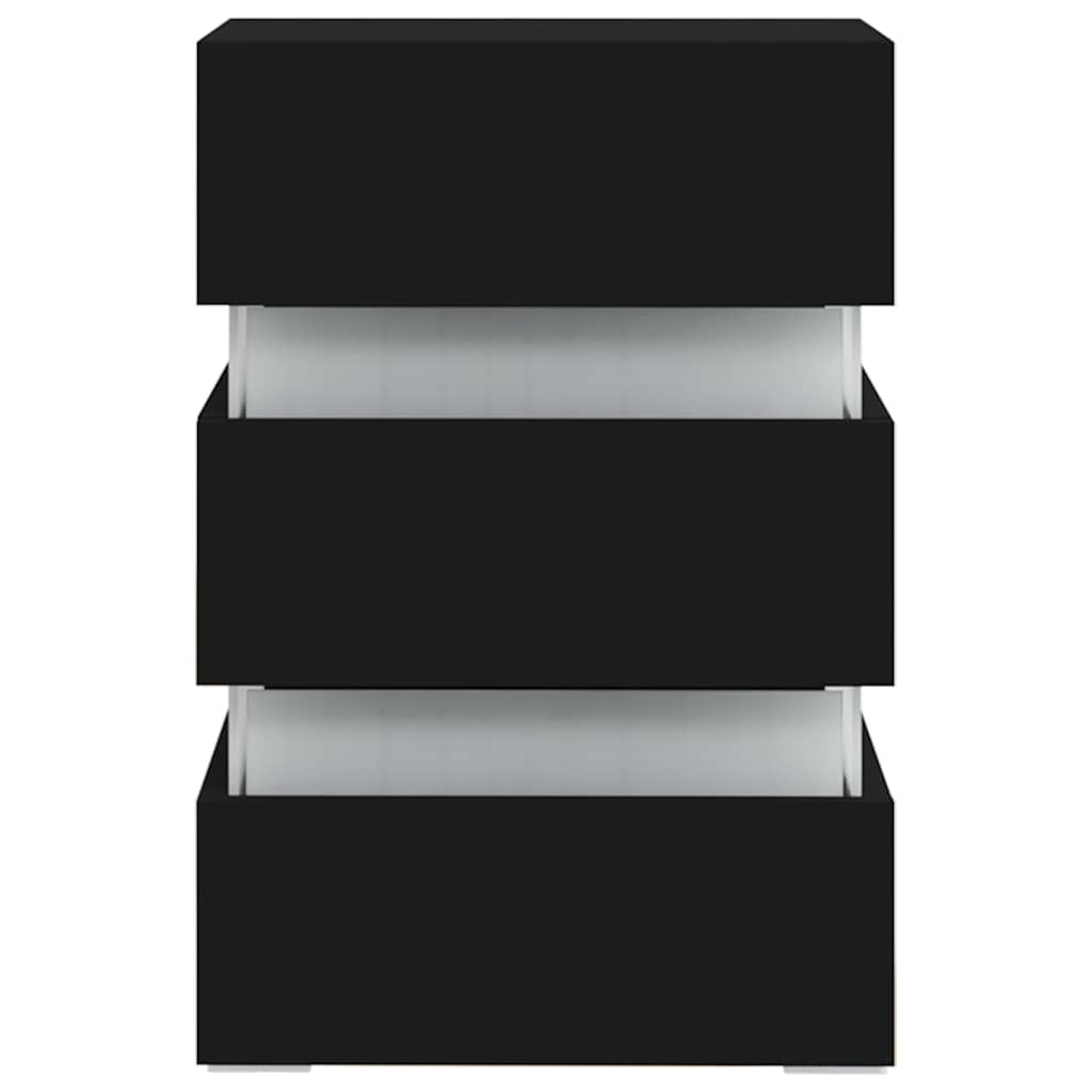 vidaXL Dulap noptieră, cu LED, negru, 45x35x67 cm, lemn prelucrat