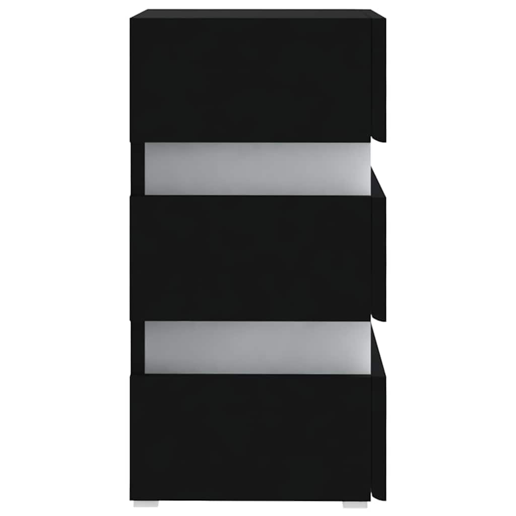 vidaXL Dulap noptieră, cu LED, negru, 45x35x67 cm, lemn prelucrat