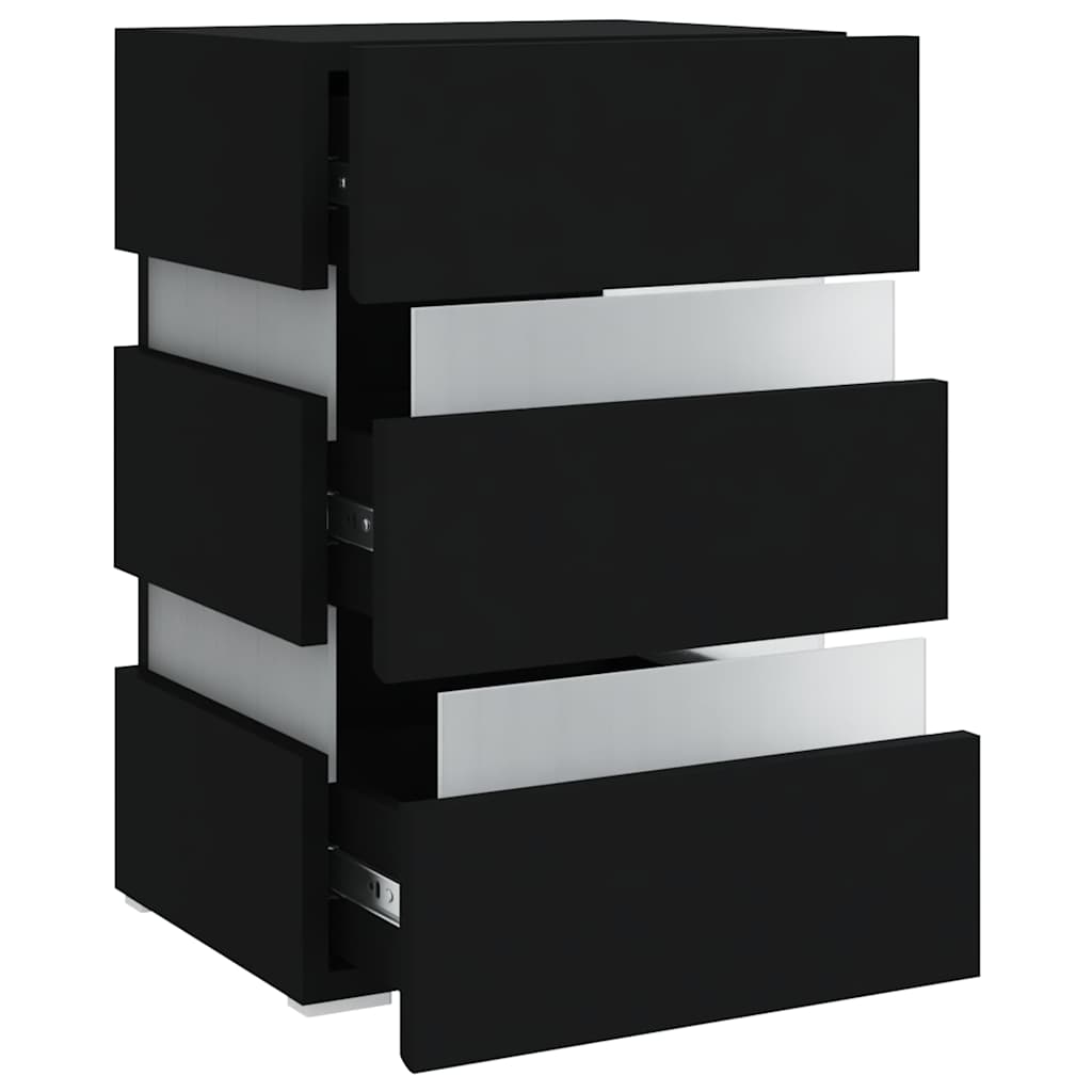 vidaXL Dulap noptieră, cu LED, negru, 45x35x67 cm, lemn prelucrat