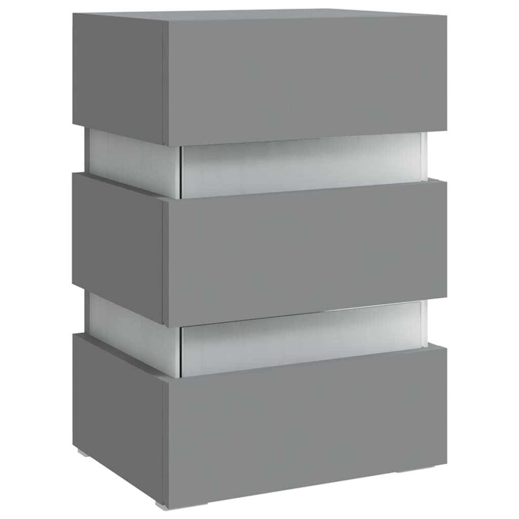 vidaXL Dulap noptieră, cu LED, gri, 45x35x67 cm, lemn prelucrat vidaXL Dulap noptieră, cu LED, gri, 45x35x67 cm, lemn prelucrat