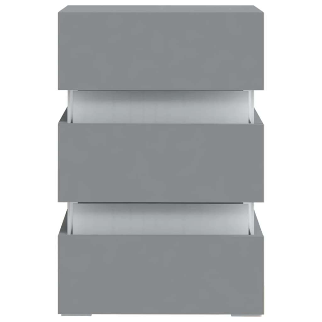 vidaXL Dulap noptieră, cu LED, gri, 45x35x67 cm, lemn prelucrat vidaXL Dulap noptieră, cu LED, gri, 45x35x67 cm, lemn prelucrat