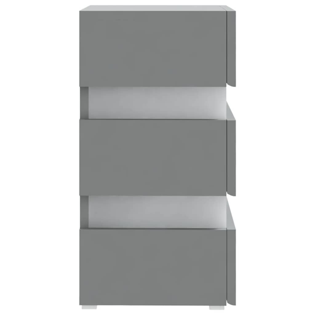 vidaXL Dulap noptieră, cu LED, gri, 45x35x67 cm, lemn prelucrat vidaXL Dulap noptieră, cu LED, gri, 45x35x67 cm, lemn prelucrat