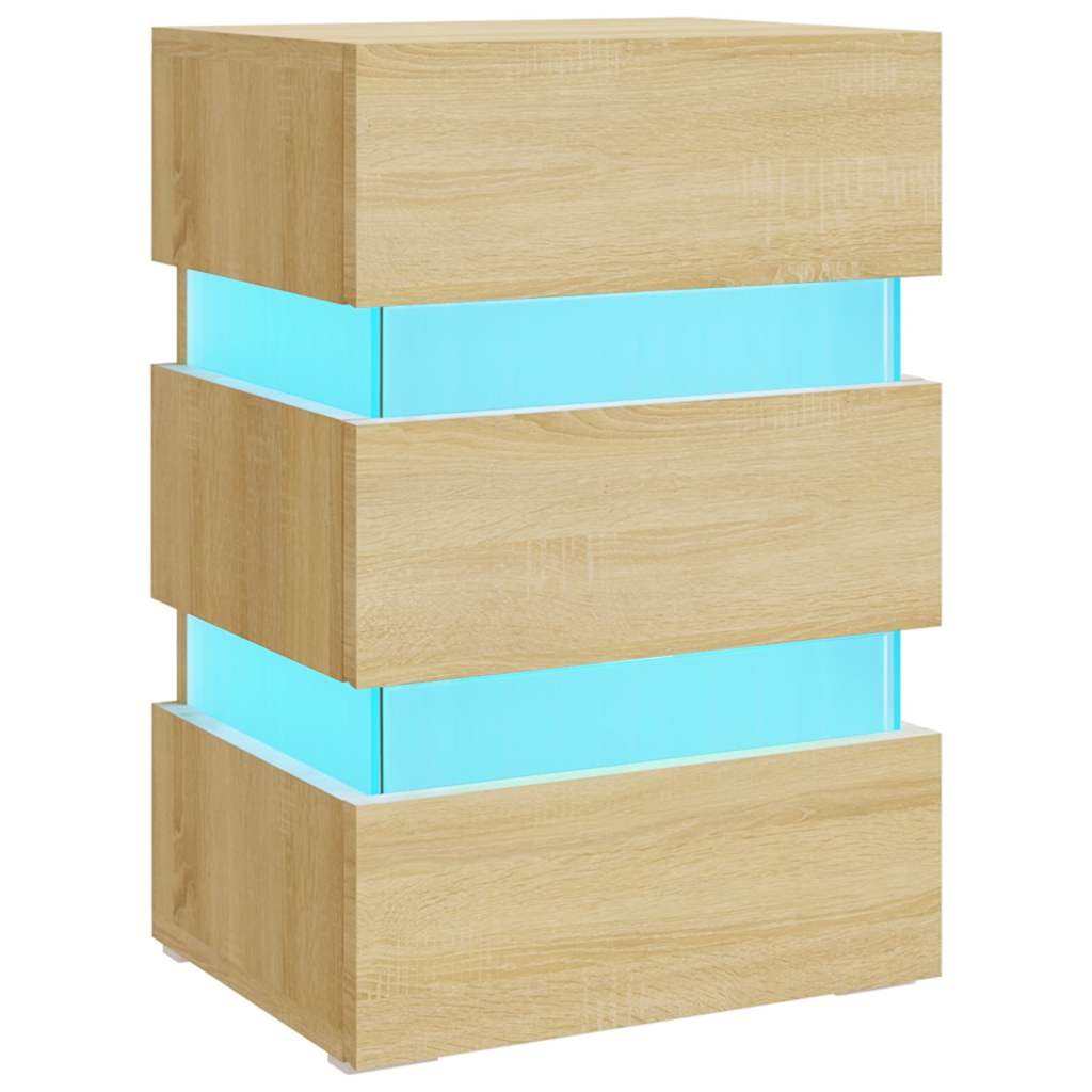 vidaXL Dulap noptieră cu LED stejar sonoma, 45x35x67 cm lemn prelucrat vidaXL Dulap noptieră cu LED stejar sonoma, 45x35x67 cm lemn prelucrat