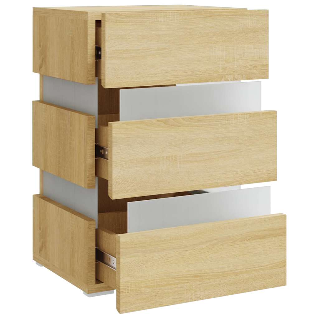 vidaXL Dulap noptieră cu LED stejar sonoma, 45x35x67 cm lemn prelucrat vidaXL Dulap noptieră cu LED stejar sonoma, 45x35x67 cm lemn prelucrat