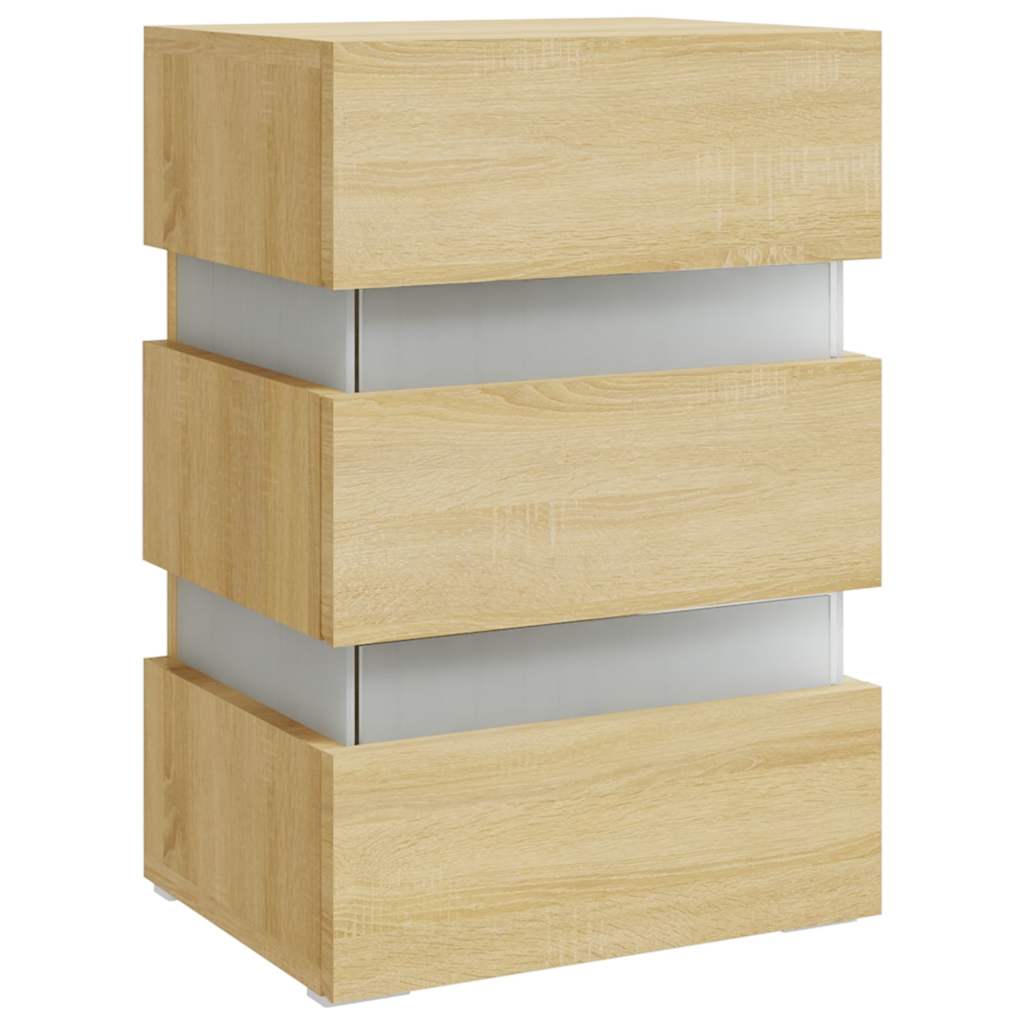 vidaXL Dulap noptieră cu LED stejar sonoma, 45x35x67 cm lemn prelucrat vidaXL Dulap noptieră cu LED stejar sonoma, 45x35x67 cm lemn prelucrat